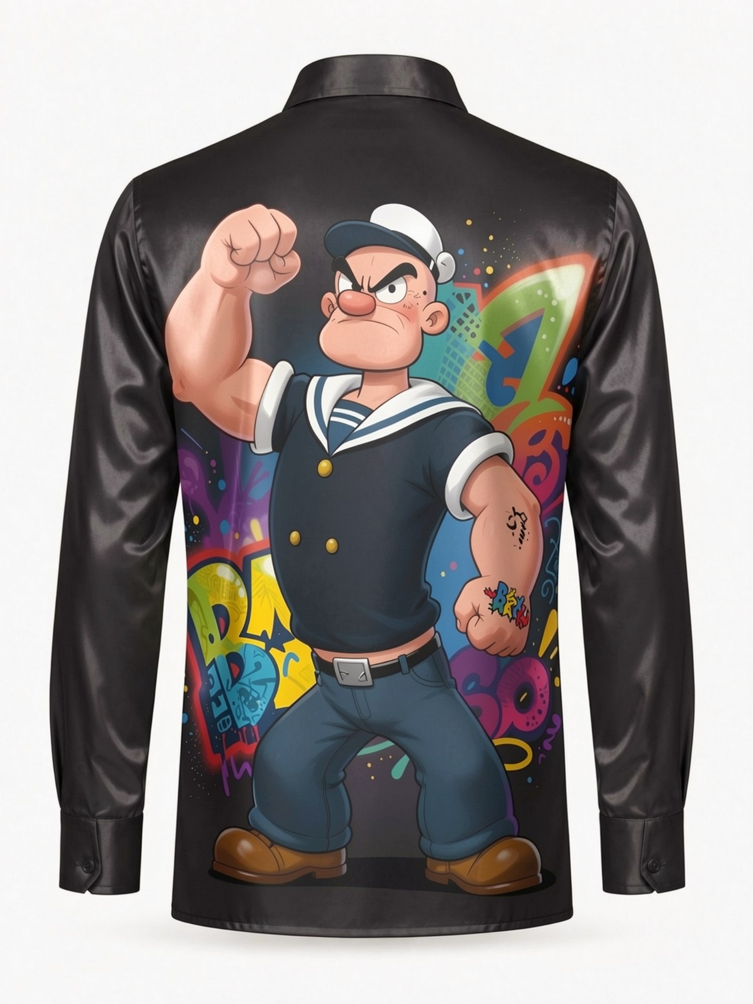 Mens Glossy Satin Long Sleeve  - огляд і ціна Resort Shirt Floral
