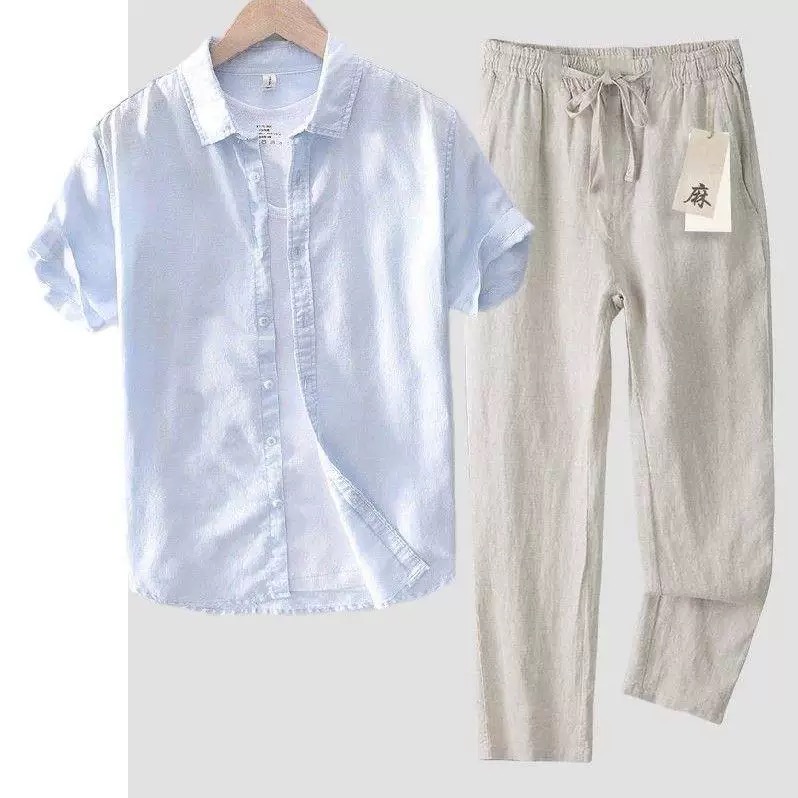 Pure Linen Cotton Shirt Men's  - огляд і ціна Linen Shirt Breathable