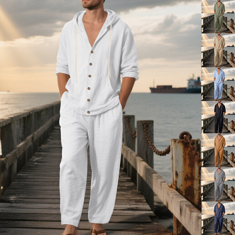 Summer Men's American Loose Li - огляд і ціна Linen Shirt Breathable