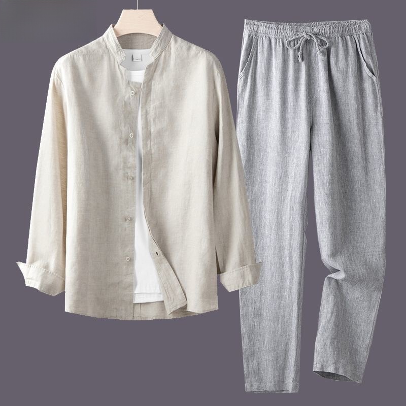 Spring Autumn Pure Linen Cotto - огляд і ціна Linen Shirt Breathable