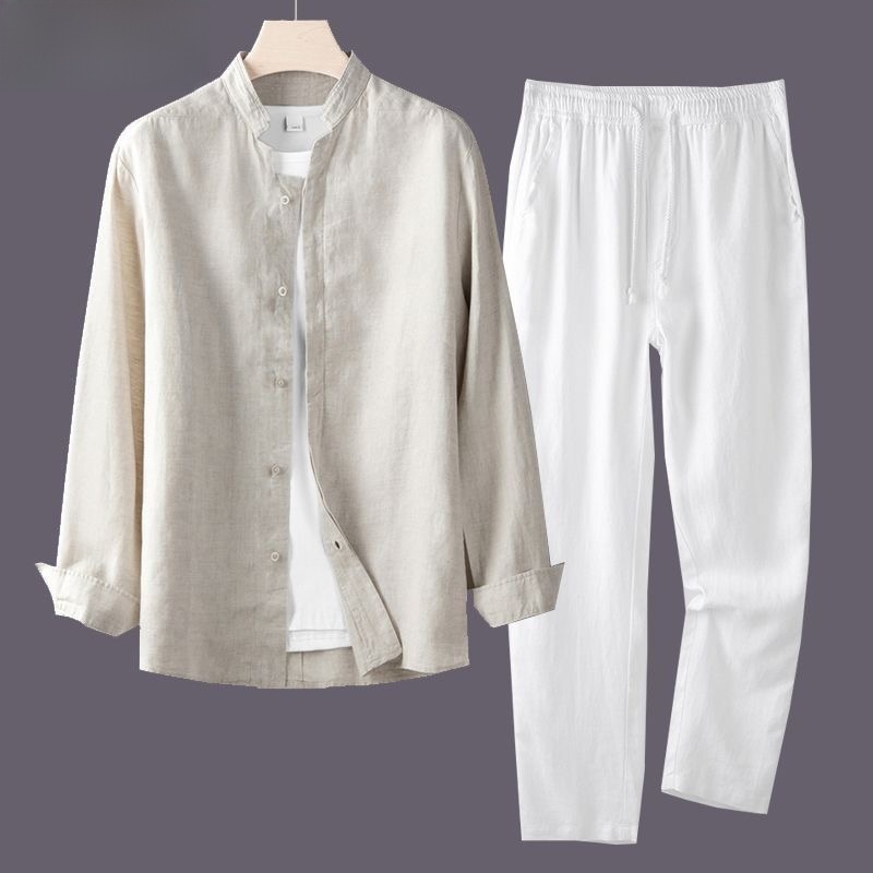 Spring Autumn Pure Linen Cotto - огляд і ціна Linen Shirt Breathable