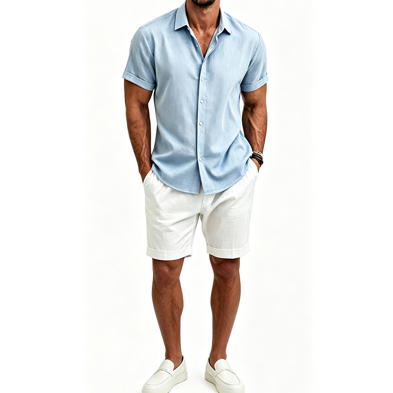 Men's  Cotton Linen Shirt Set  - огляд і ціна Linen Shirt Breathable