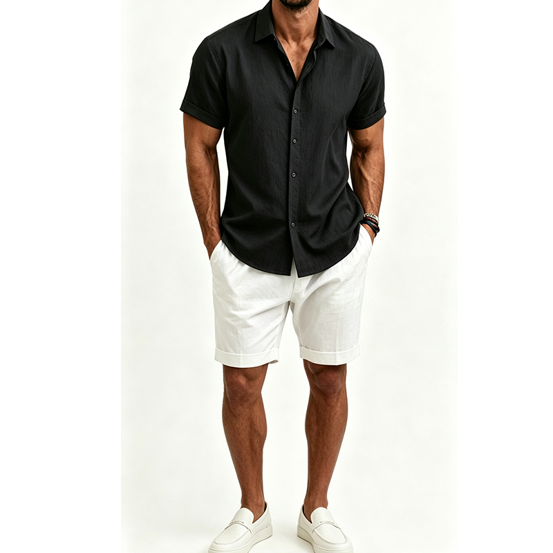 Men's  Cotton Linen Shirt Set  - огляд і ціна Linen Shirt Breathable