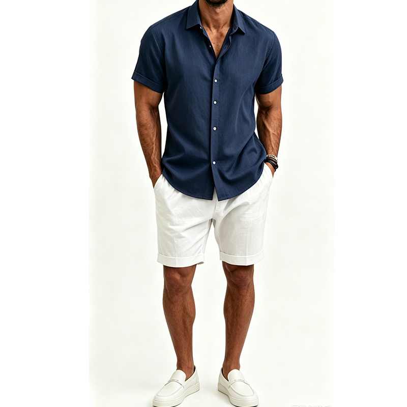 Men's  Cotton Linen Shirt Set  - огляд і ціна Linen Shirt Breathable