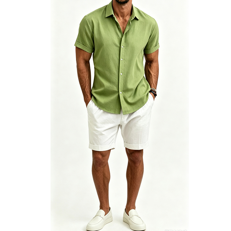 Men's  Cotton Linen Shirt Set  - огляд і ціна Linen Shirt Breathable